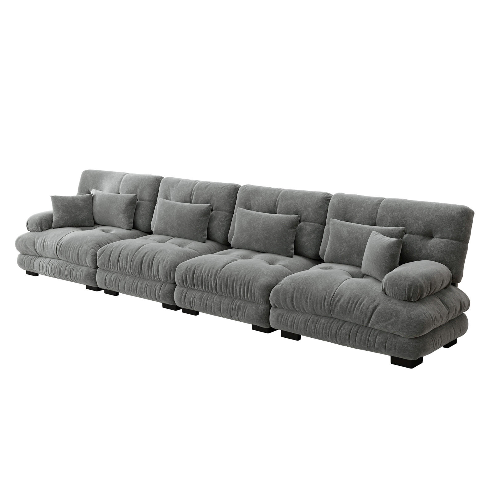SCHLAFSOFA 4-Sitzer aus Chenille mit Tiefsitz, Grau - Grau, Textil (406/81/77cm)