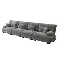SCHLAFSOFA 4-Sitzer aus Chenille mit Tiefsitz, Grau - Grau, Textil (406/81/77cm)