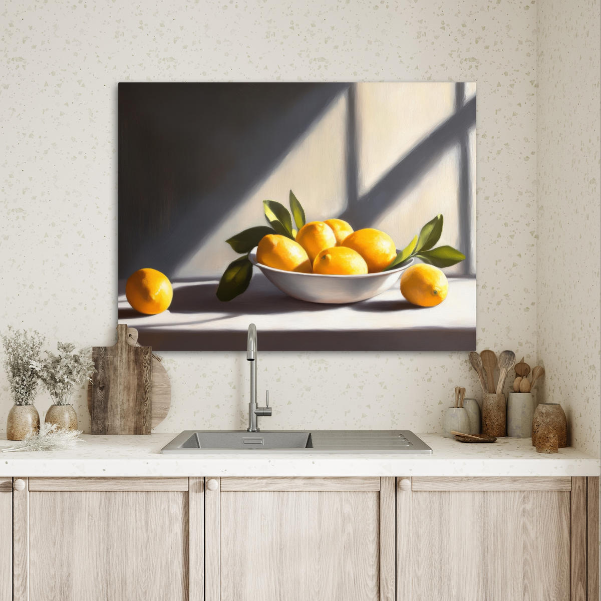 LEINWANDBILD Zitronen - Stilleben - Gelb Wandbilder 80x60 cm - Gelb, Textil (80/60cm) - MuchoWow