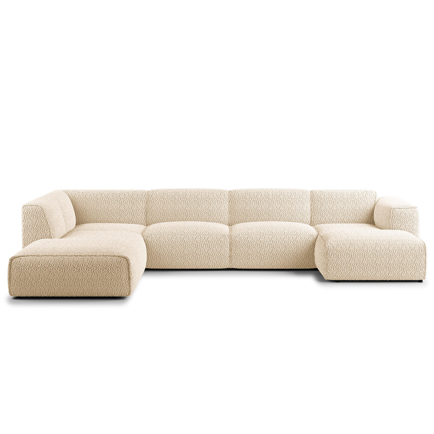 WOHNLANDSCHAFT mit Longchair - Beige/Schwarz, Textil (325/71/235cm) - home24