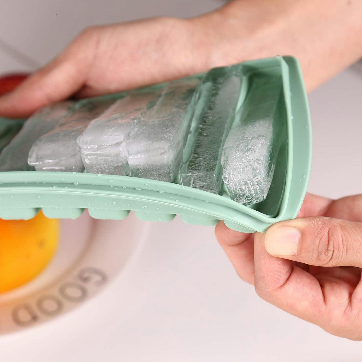 EISWÜRFELFORM 2-teiliges Set Silikon Grün - Grün, Kunststoff (10.7/2.6/24cm)