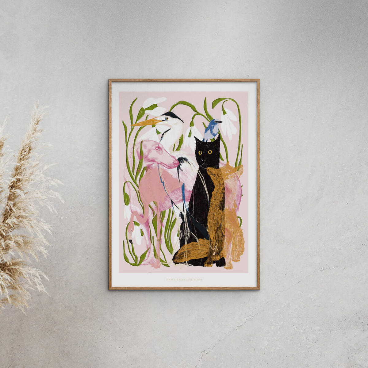 POSTER mit Rahmen Jenny Liz Rome - Collage of Animals - Eichefarben/Multicolor, Holz/Papier (50/70cm) - Poster&Frame