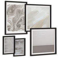 BILDER SET 5er Set - 50x50 cm & 20x30 cm & 40x60 cm Schwarzer Rahmen - Industriedesignstrukturen - Schwarz, Kunststoff (40/60cm) - TULUP