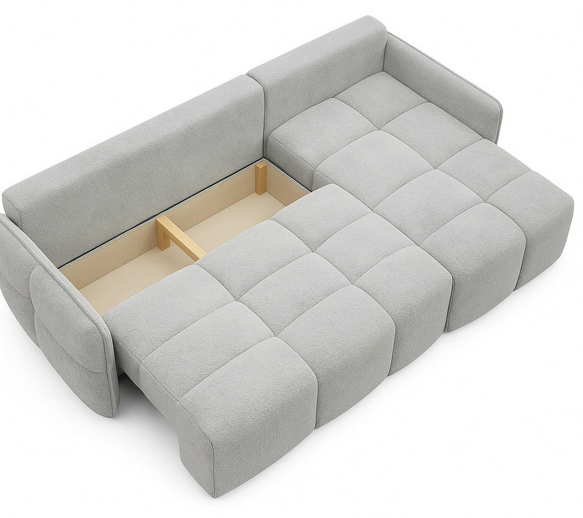 ECKSOFA Hellgrau MONO Mit Schlaffunktion Und Dekokissen Rechts - Grau, Textil (220/145cm) - Sepro Meble