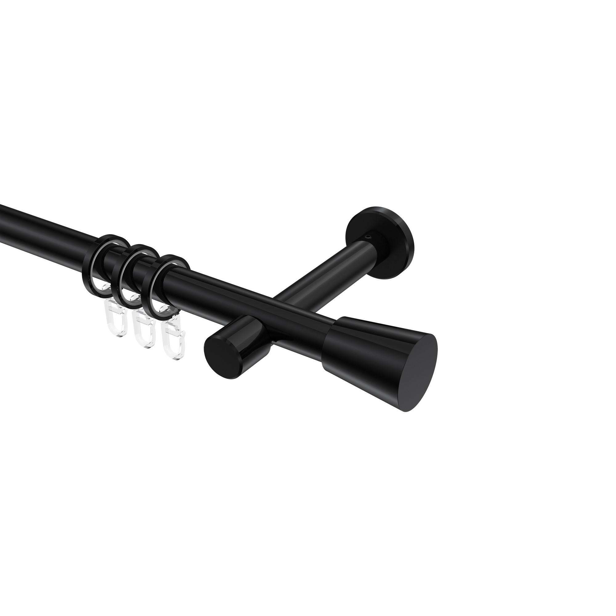 GARDINENSTANGEN-SET Prestige Sitra 480 cm (geteilt in 3 x 160 cm), 1-läufig, 20 mm Ø Schwarz - Schwarz, Metall (480cm) - INTERDECO