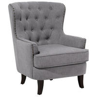 SESSEL Polsterbezug hellgrau Viborg - Dunkelbraun/Grau, Textil (75/93/57cm) - Beliani