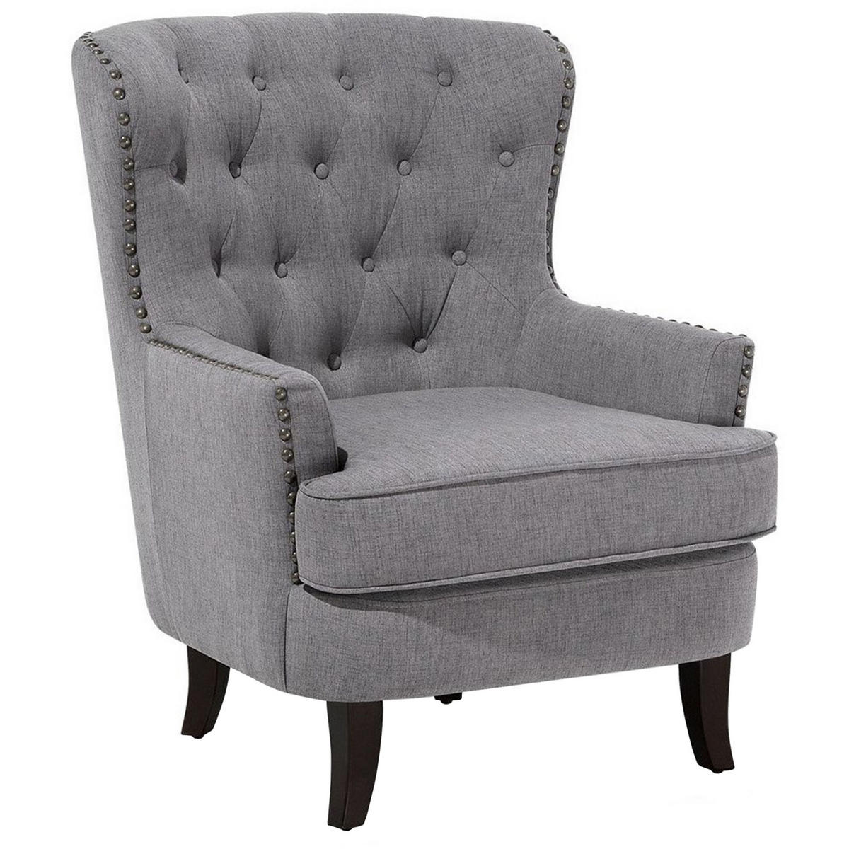 SESSEL Polsterbezug hellgrau Viborg - Dunkelbraun/Grau, Textil (75/93/57cm) - Beliani