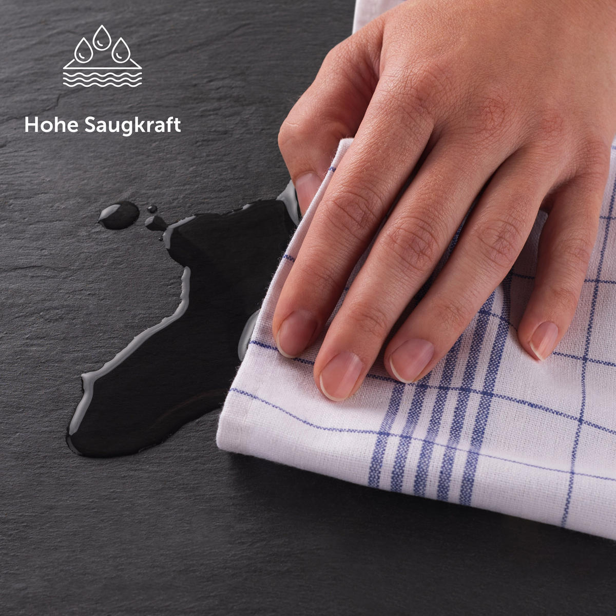 GESCHIRRTÜCHER 10er Set, 50/70 cm, 100% Baumwolle, kariert - Blau, Naturmaterialien (50/70cm) - Blumtal