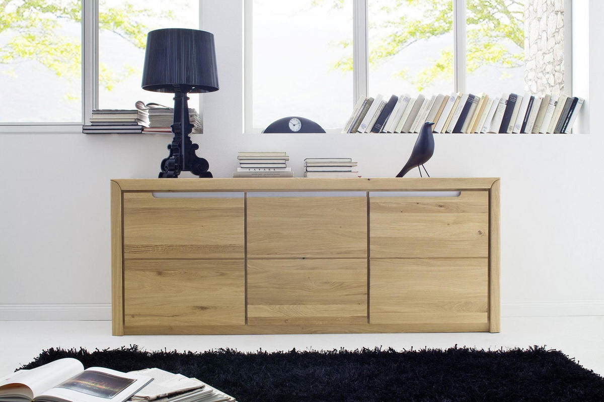 KOMMODE Massivholz Ianka 180x72x41 Lowboard Wildeiche Bianco geölt - Naturfarben, Holz (180/72/41cm) - 58aufmkessel