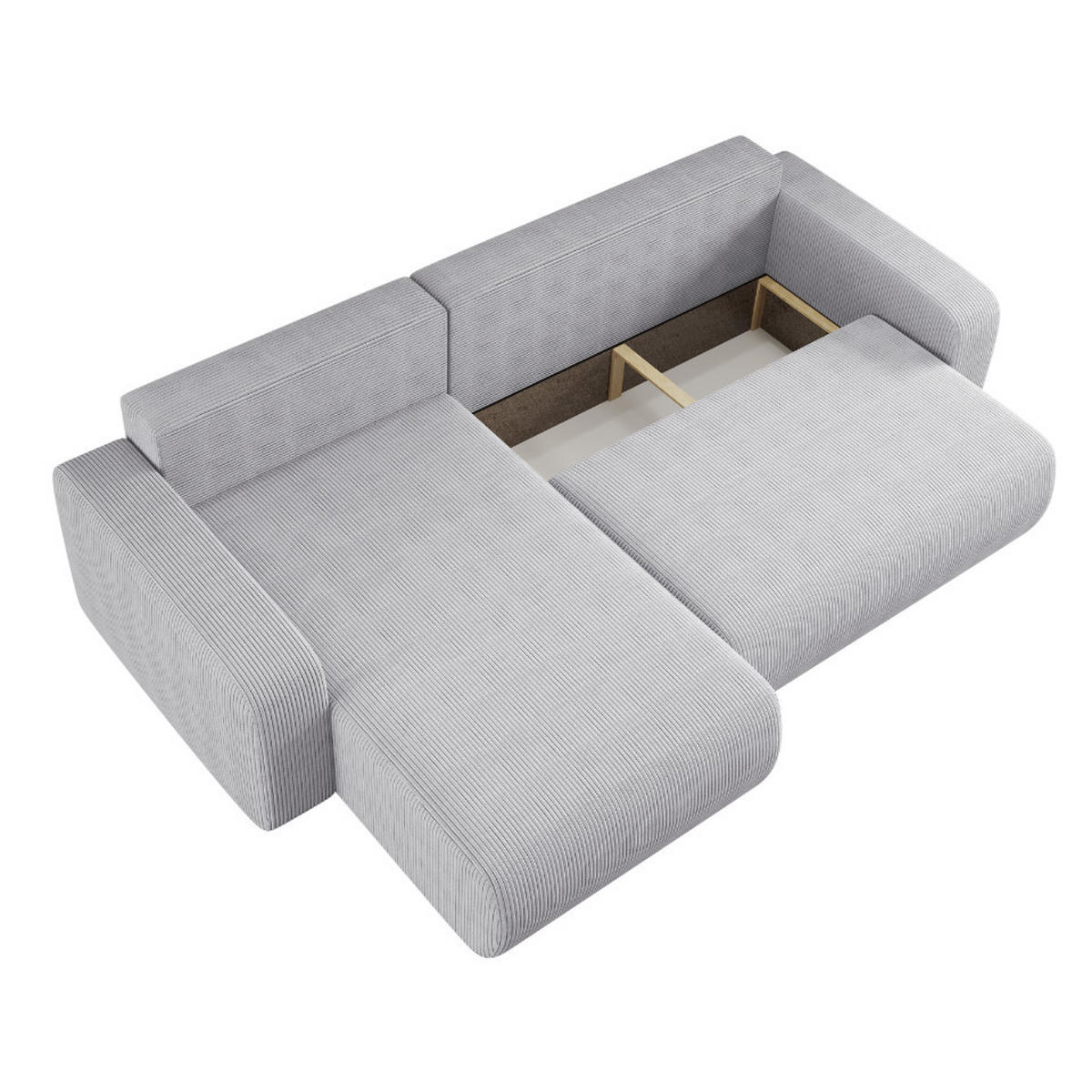 SCHLAFSOFA MILANO XL und bettkasten stoff Poso Dicker Cord Grau Links - Grau, Holz (274/82/145cm) - Kaiser Möbel