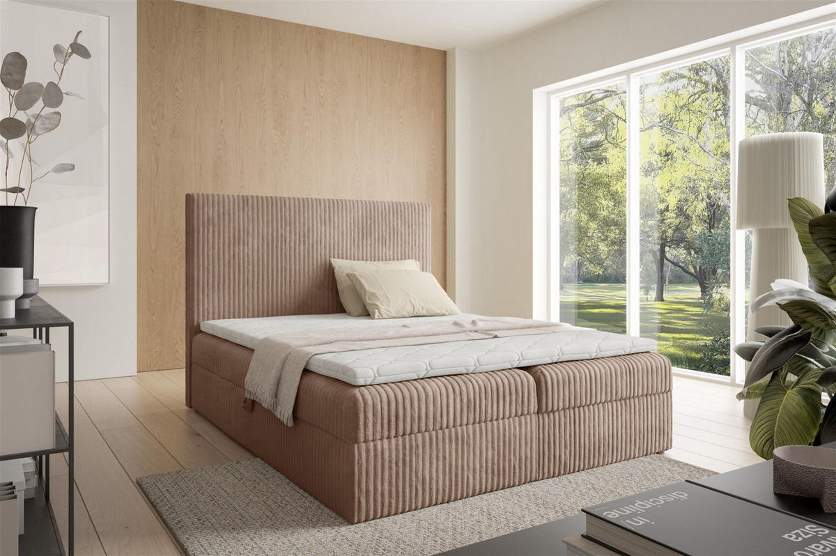 BOXBETT Arnau Premium - Braun, Holzwerkstoff/Textil (140/200cm) - Fun Möbel