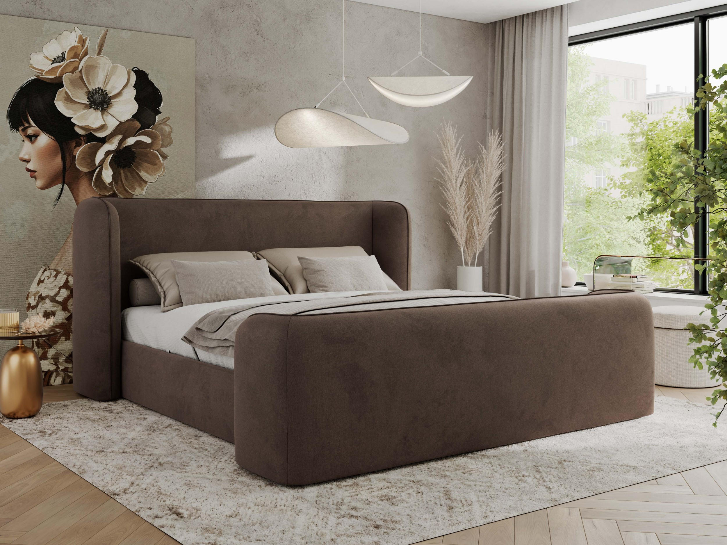 POLSTERBETT EMORA CLASSIC DUO 160/200 - Braun Velvet - Schaum-Matratze - Braun, Textil (160/200cm) - MKS