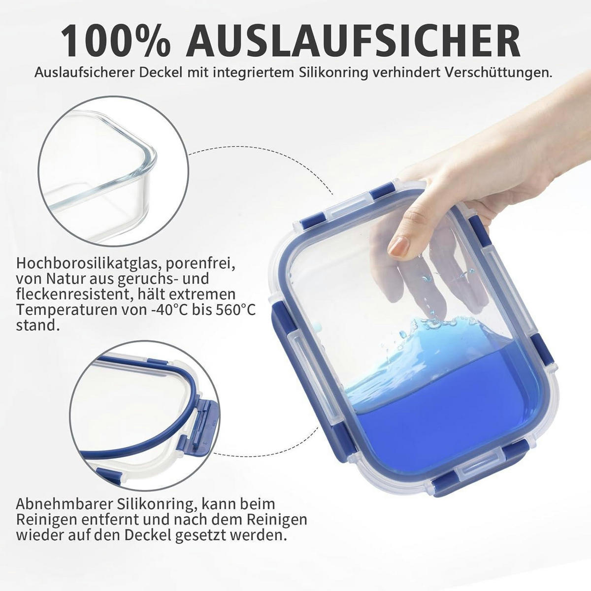 VORRATSDOSEN-SET Glas 10-teilig Blau - Blau, Glas (20.8/16.5/44cm)