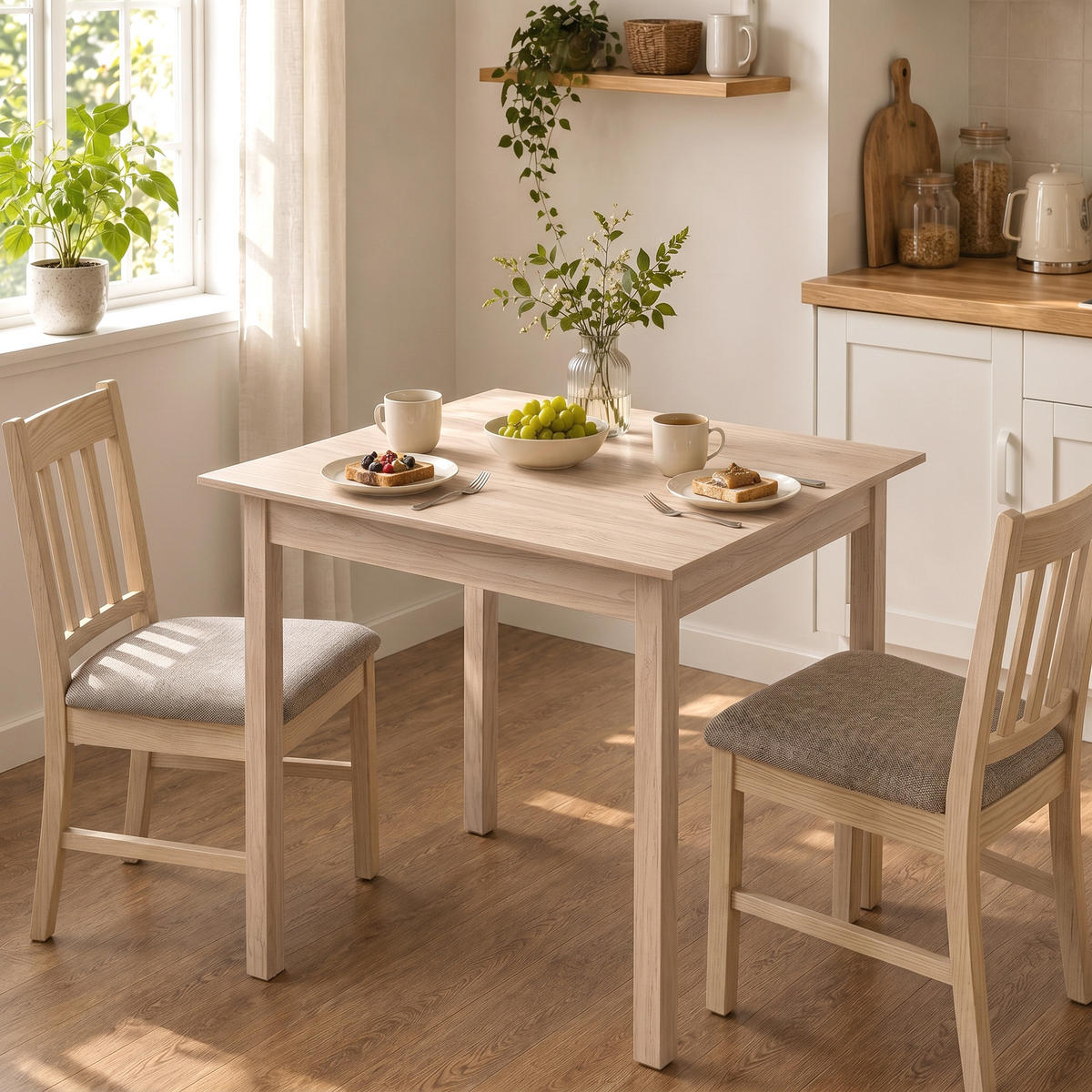 ESSTISCH Kiefernholz Naturholz - Naturfarben, Holz (75/75/76cm) - HOMCOM