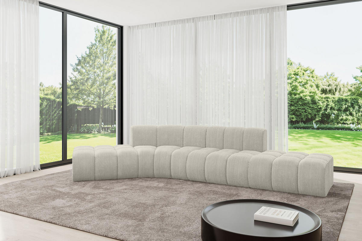 ECKSOFA modulares Sofa Solven-L1 - 380x174x70 cm Creme - Hellgrau/Creme, Holzwerkstoff/Textil (380/174cm) - ALTDECOR