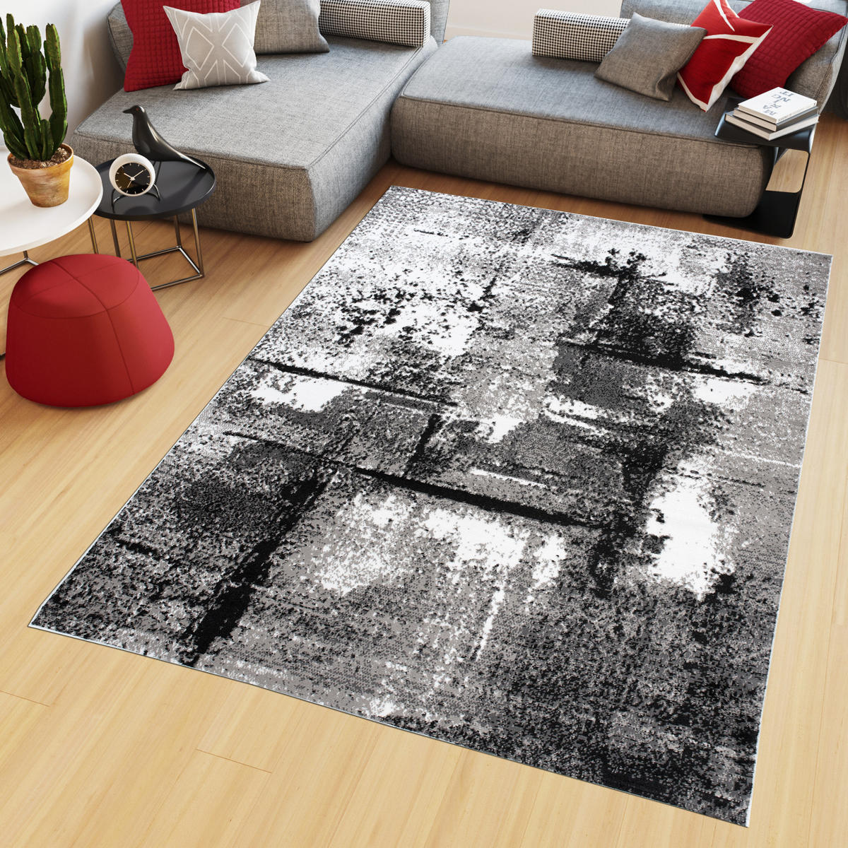TEPPICH MAYA Dunkelgrau Meliert Streifen Splash 250/300 cm - Dunkelgrau, Textil (250/300cm) - Tapiso