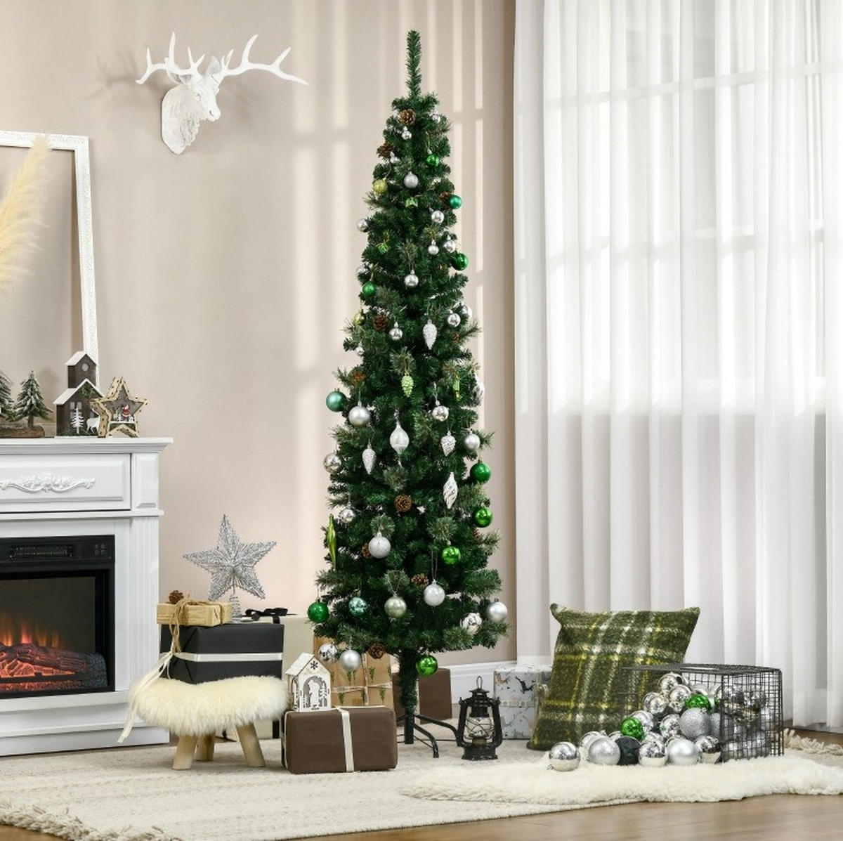 WEIHNACHTSBÄUME 54/54/195 cm grün aus Kunststoff flammenhemmend - Grün, Kunststoff (195cm) - OKWISH