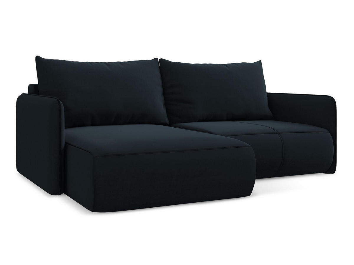 ECKSOFA mit Schlaffunktion Strukturstoff Stoff Blau - Blau/Blaugrau, Kunststoff/Textil (185/290cm) - Makamii