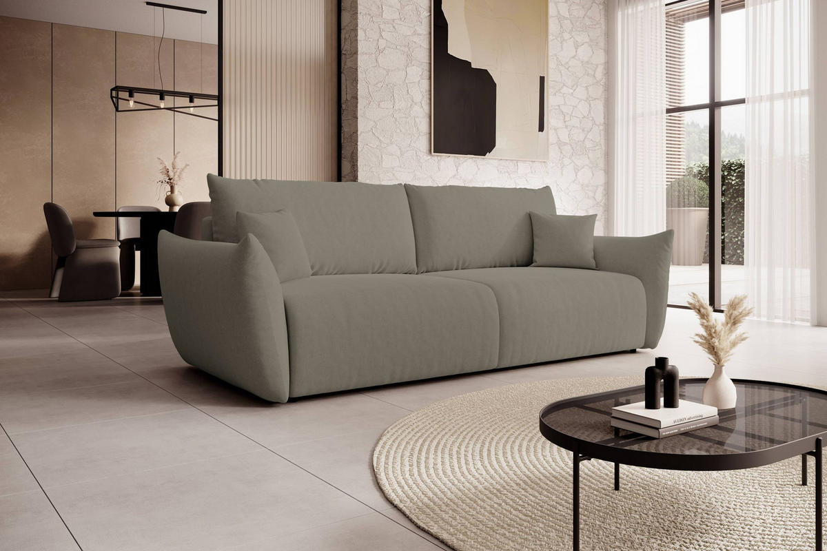 SOFA Hallora - Warmes Grau (Melody 03) - Graubraun, Holzwerkstoff (240/88/108cm) - Möblo