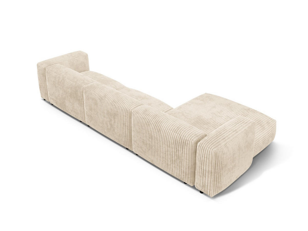 ECKSOFA modular links Martina aus Cord leichtes beige 3 Sitzplätze - Creme, Textil (176/332cm) - Micadoni