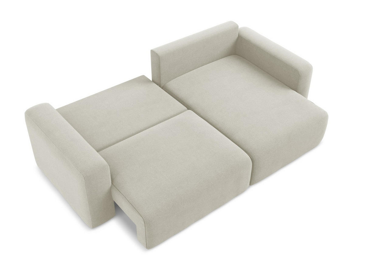 ECKSOFA mit Schlaffunktion rechts Strukturstoff Stoff Beige - Beige/Creme, Kunststoff/Textil (244/149cm) - Makamii