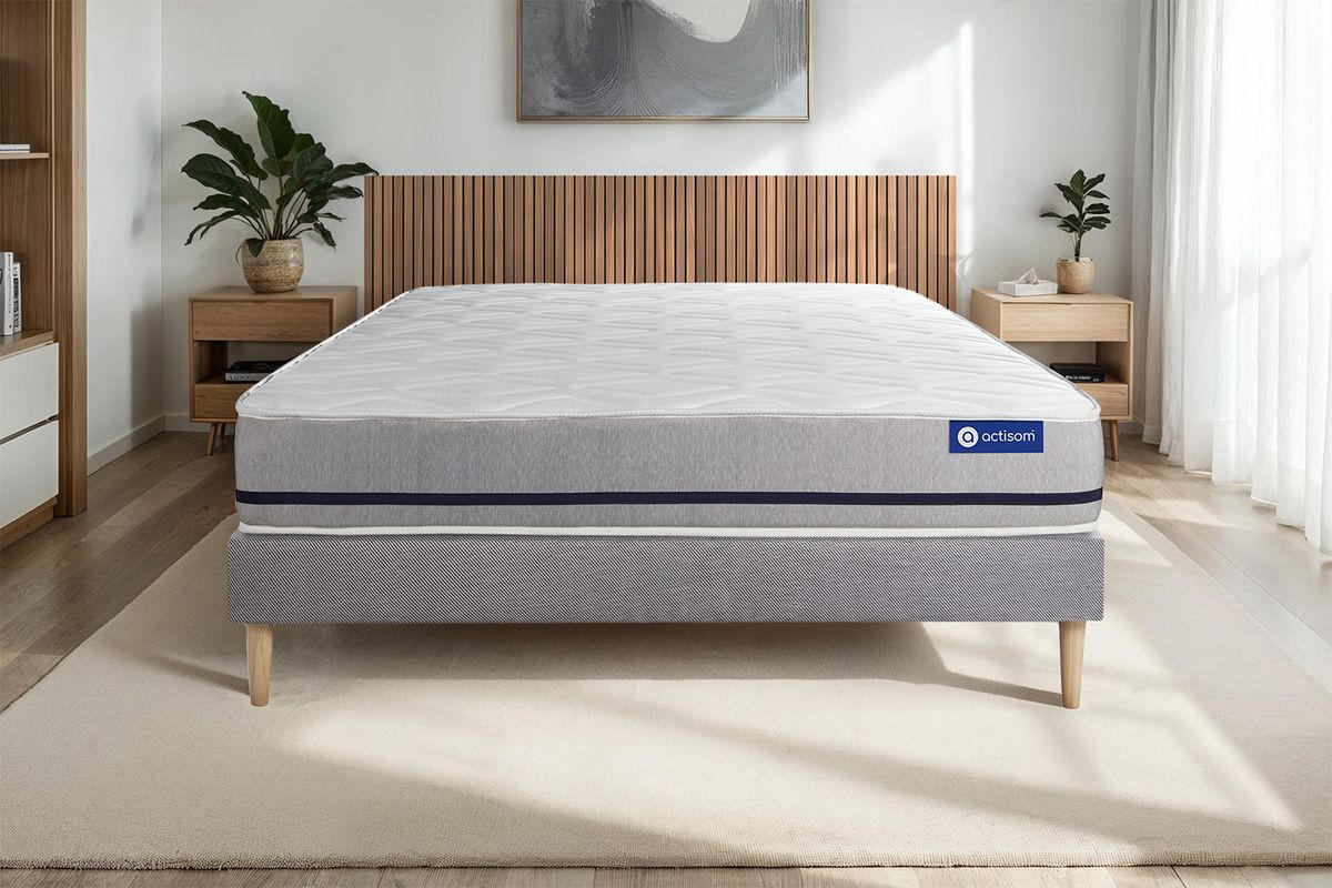 BETT Actimemo soft Memory-Schaum 80 x 200 cm h2 - Kit Bettgestell Grau - Beige/Grau, Karton/Holz (80/200cm) - ACTISOM