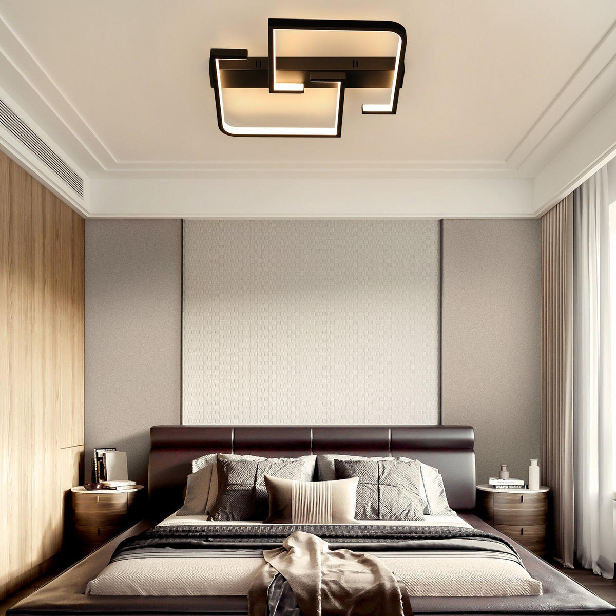 LED-DECKENLEUCHTE Carsten 61/47/6 cm - Schwarz, Metall (60/47/6cm) - ZMH