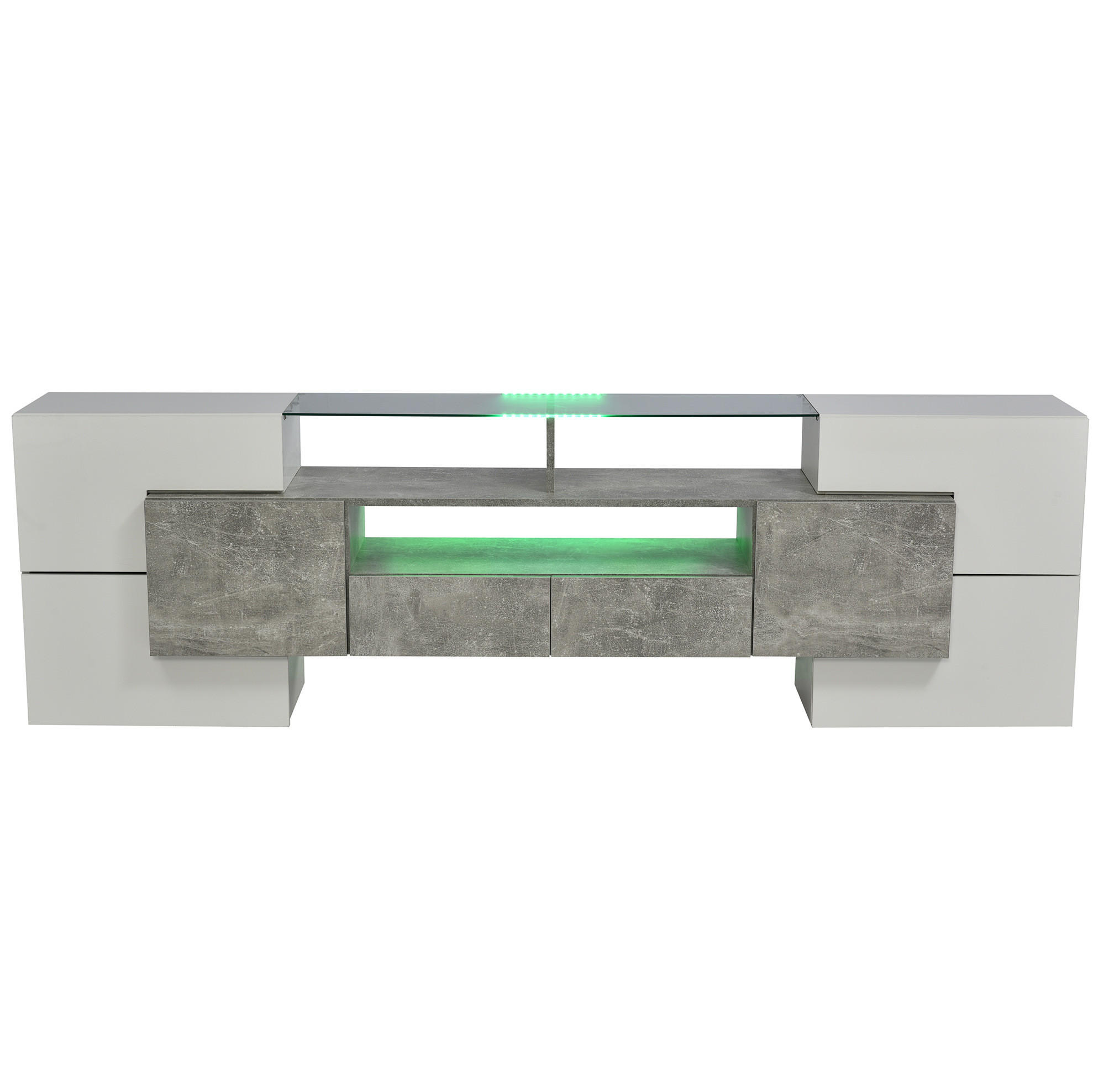 LOWBOARD 200/35/60 cm aus MDF mit LED-Beleuchtung Grau/Weiß - Weiß, Holzwerkstoff (200/60/35cm) - Modenvie