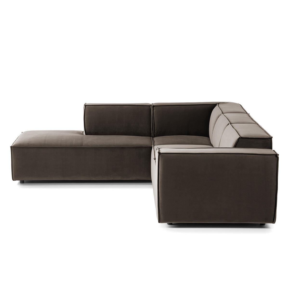 ECKSOFA mit Ottomane - Taupe/Schwarz, Kunststoff/Textil (260/234cm) - home24