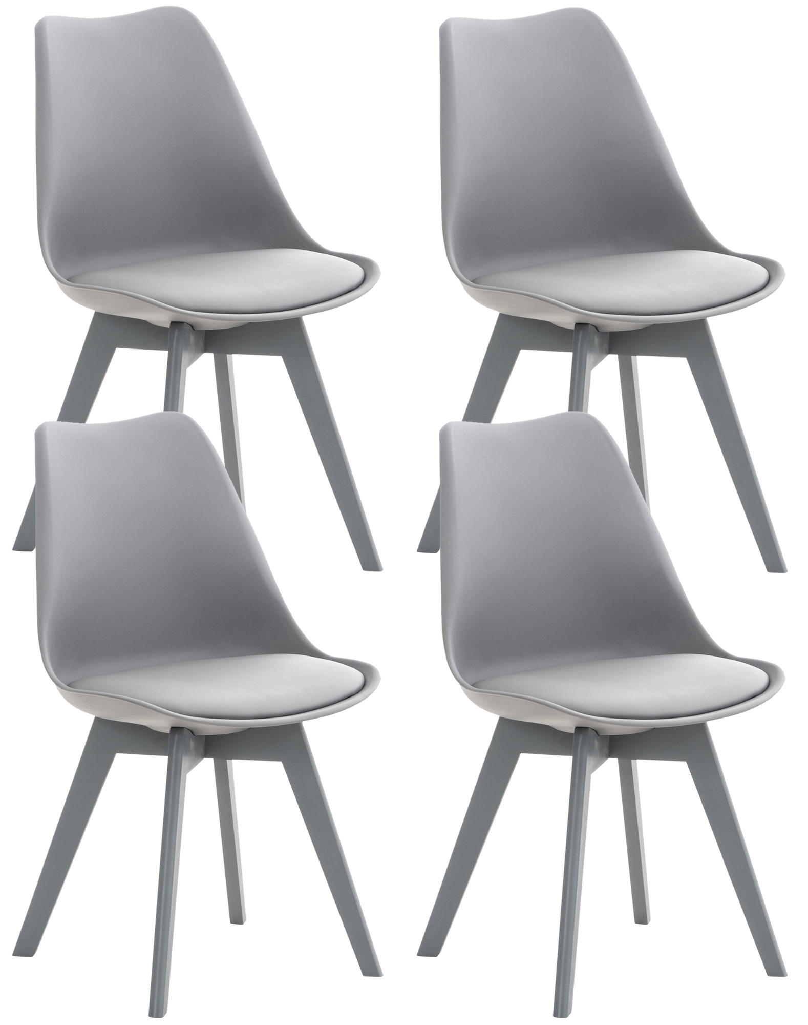 STUHL 4er Set Kunststoff grau/grau - Eukalyptusholzfarben/Grau, Holz/Kunststoff (49/83/50cm) - CLP