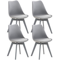 STUHL 4er Set Kunststoff grau/grau - Eukalyptusholzfarben/Grau, Holz/Kunststoff (49/83/50cm) - CLP