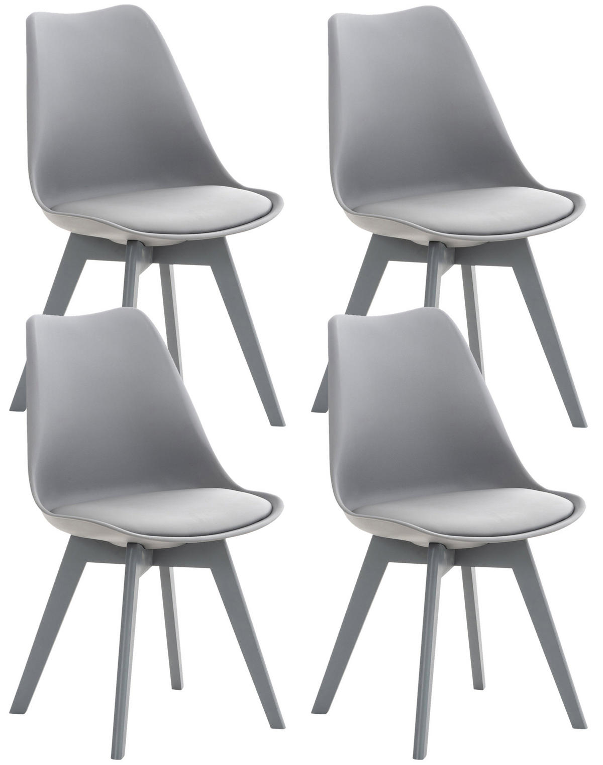 STUHL 4er Set Kunststoff grau/grau - Eukalyptusholzfarben/Grau, Holz/Kunststoff (49/83/50cm) - CLP