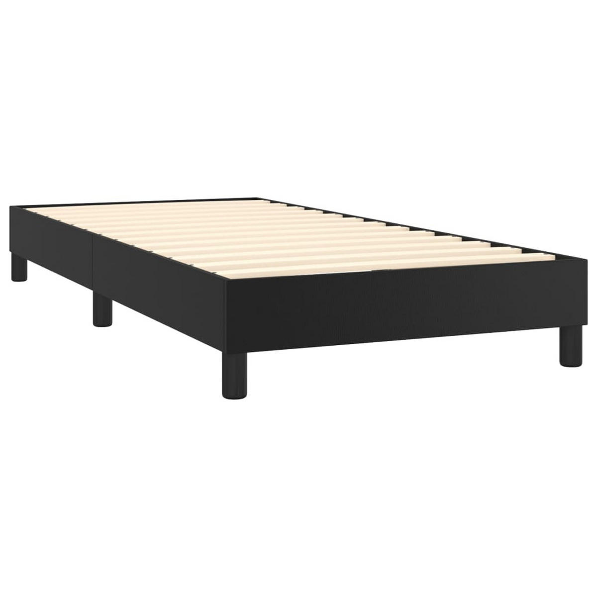 BOXSPRINGBETT MIT MATRATZE & LED SCHWARZ 90X200 CM KUNSTLEDER - Schwarz, Leder - vidaXL