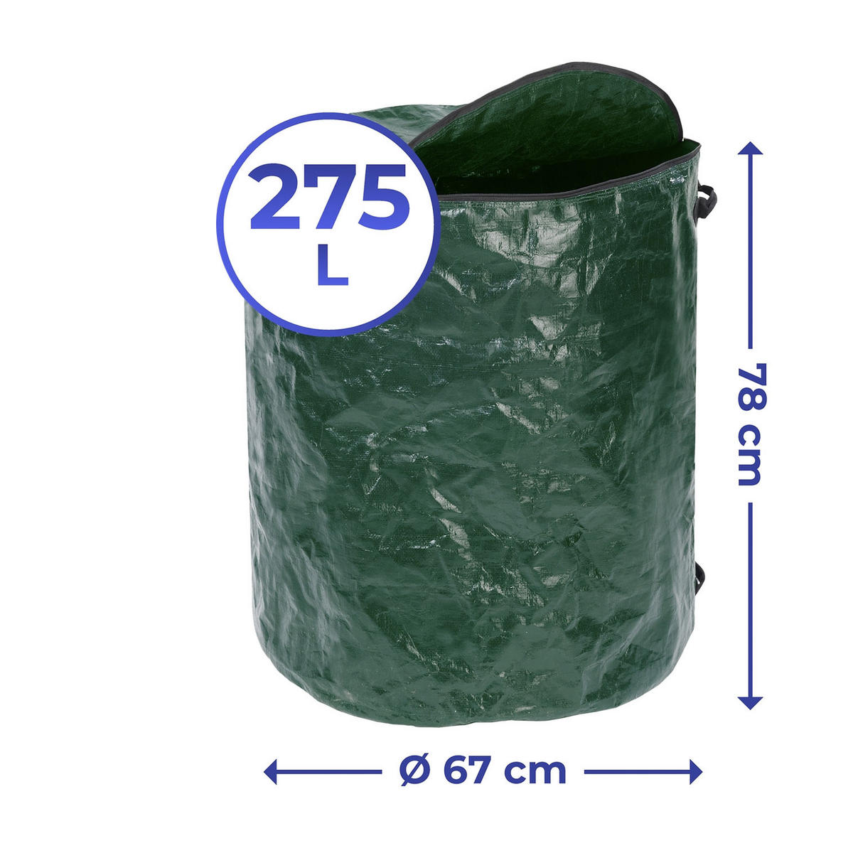 GARTENTASCHE Polyester 275 l - Grün, Kunststoff (67/78/67cm)