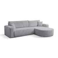 ECKSOFA TOKIO mit Schlaffunktion und Bettkasten, Farbe: Grau, Cordstoff, Ottomane Universal - Grau, Textil (275/170cm)