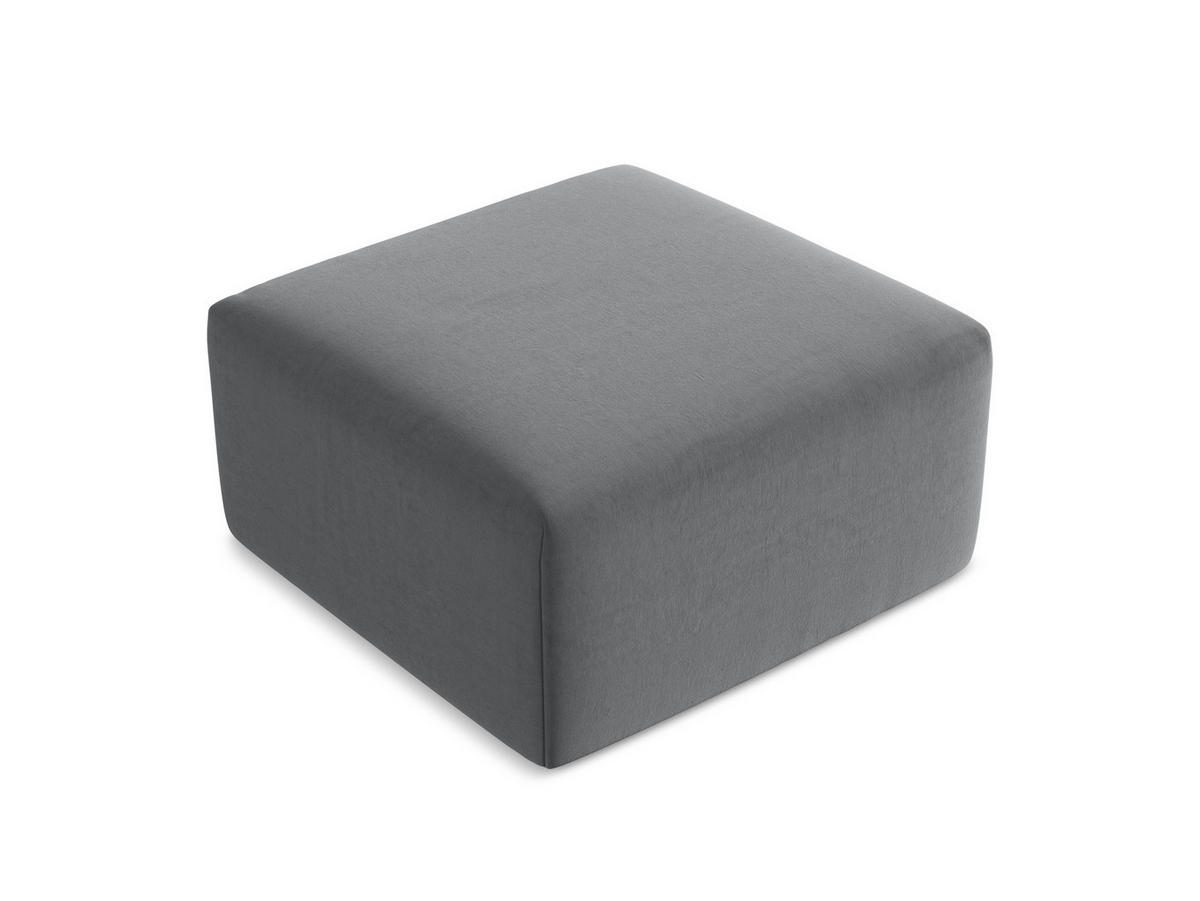 POUF Samt Stoff Grau - Edelstahlfarben/Schwarz, Holzwerkstoff/Kunststoff (75/37/75cm) - Makamii