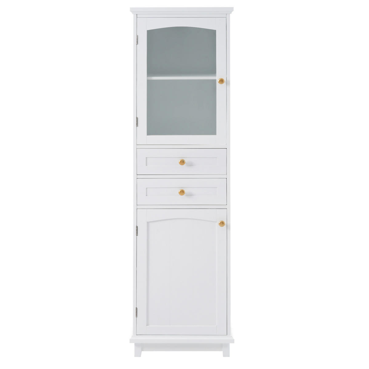 BADEZIMMERSCHRANK mit Glastür 45 x 36 x 160 cm Weiß - Weiß, Glas (36/160/45cm) - Beauniv