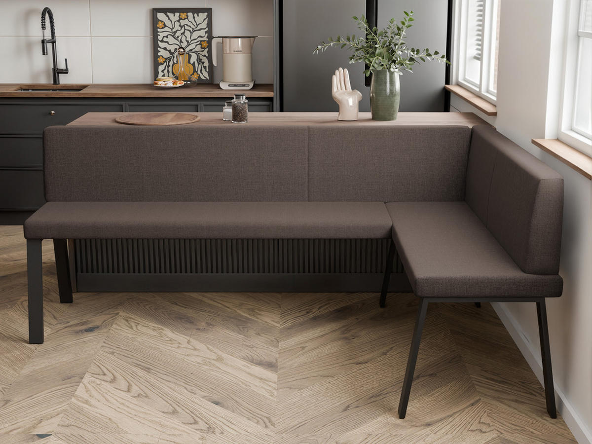 ECKBANK rechts MONO Y Webstoff glatt, 168/128 cm Braun - Braun, Textil/Metall (128/168cm) - Idohome