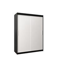 SCHWEBETÜRENSCHRANK 200/150/62 2-türig - Silberfarben/Schwarz, Holz/Kunststoff (150/200/62cm) - Abiks Möbel