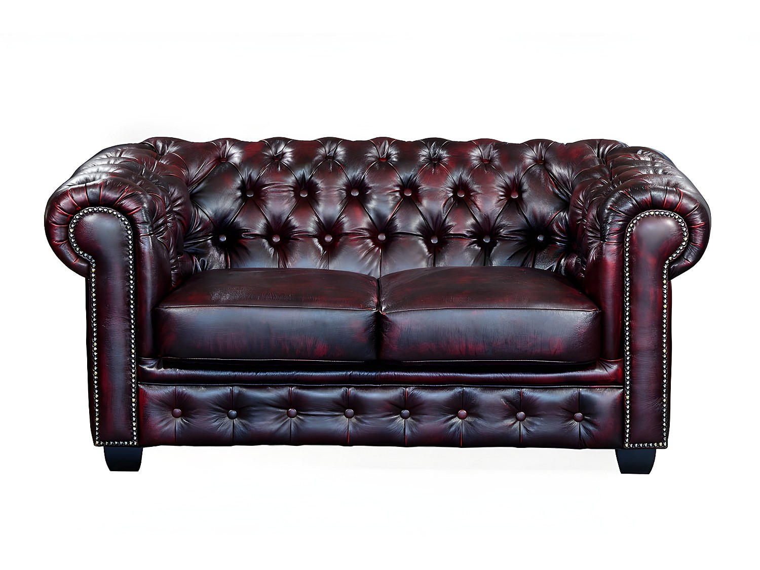SOFA ohne Schlafmöglichkeit - 2 Personen - Leder - Bordeaux - - Bordeaux, Leder (160/73/96cm) - Vente-Unique