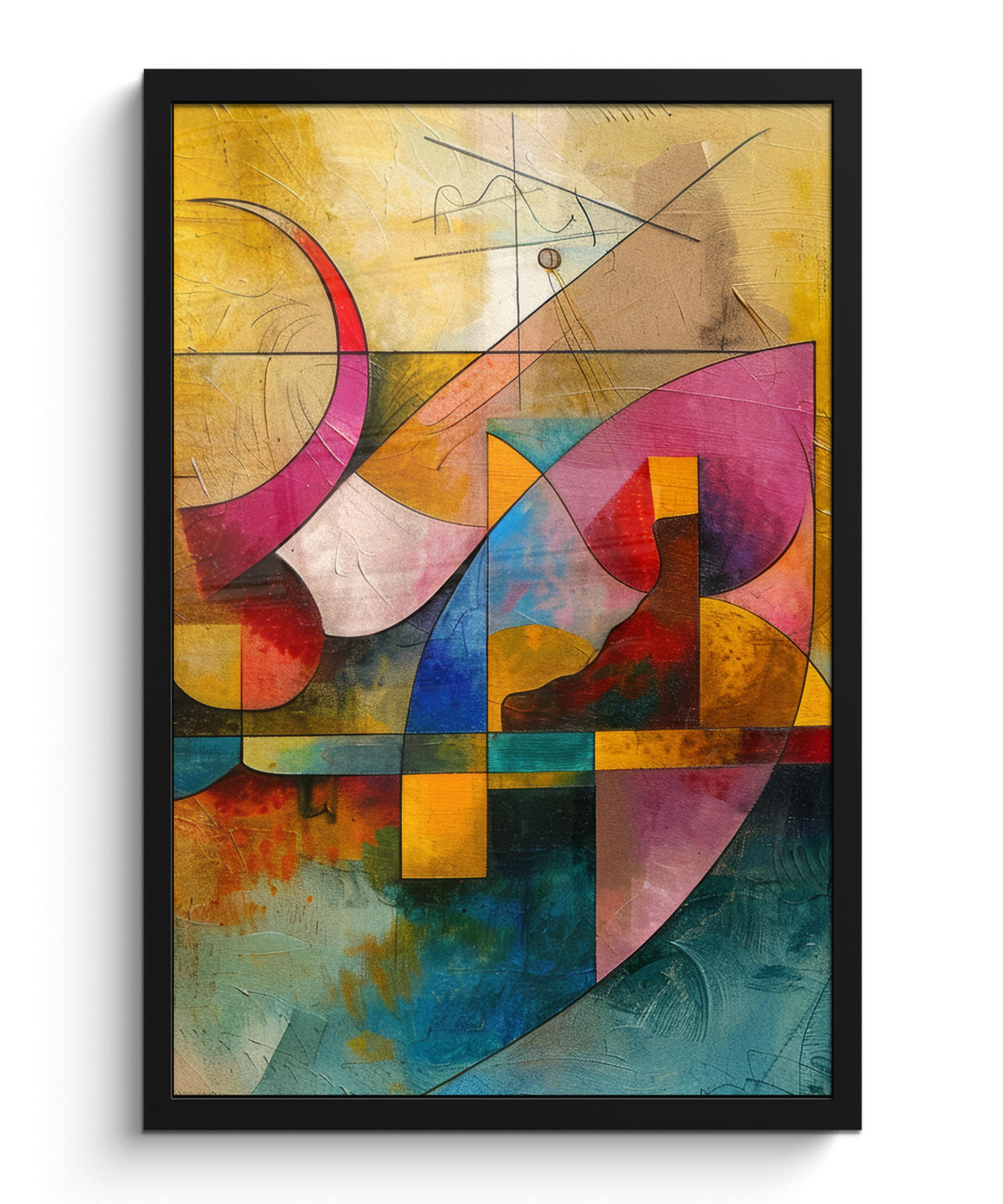GERAHMTES BILD Kunst - Abstrakt - Modern 40x60 cm - Gelb, Papier (40/60cm) - MuchoWow