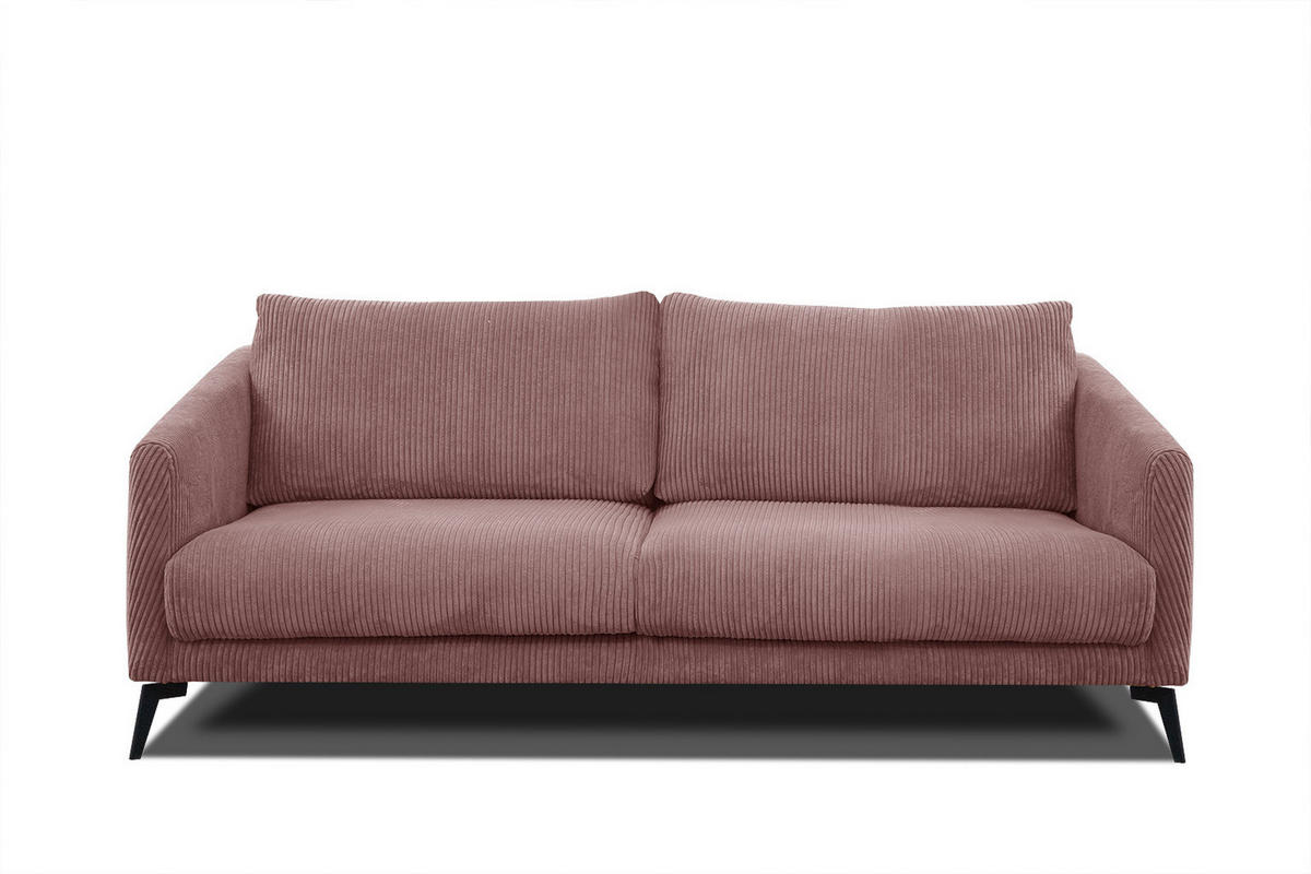SOFA VILT 3-Sitzer, altrosa - Schwarz/Altrosa, Holzwerkstoff/Kunststoff (202/89/94cm) - Courtois Laville