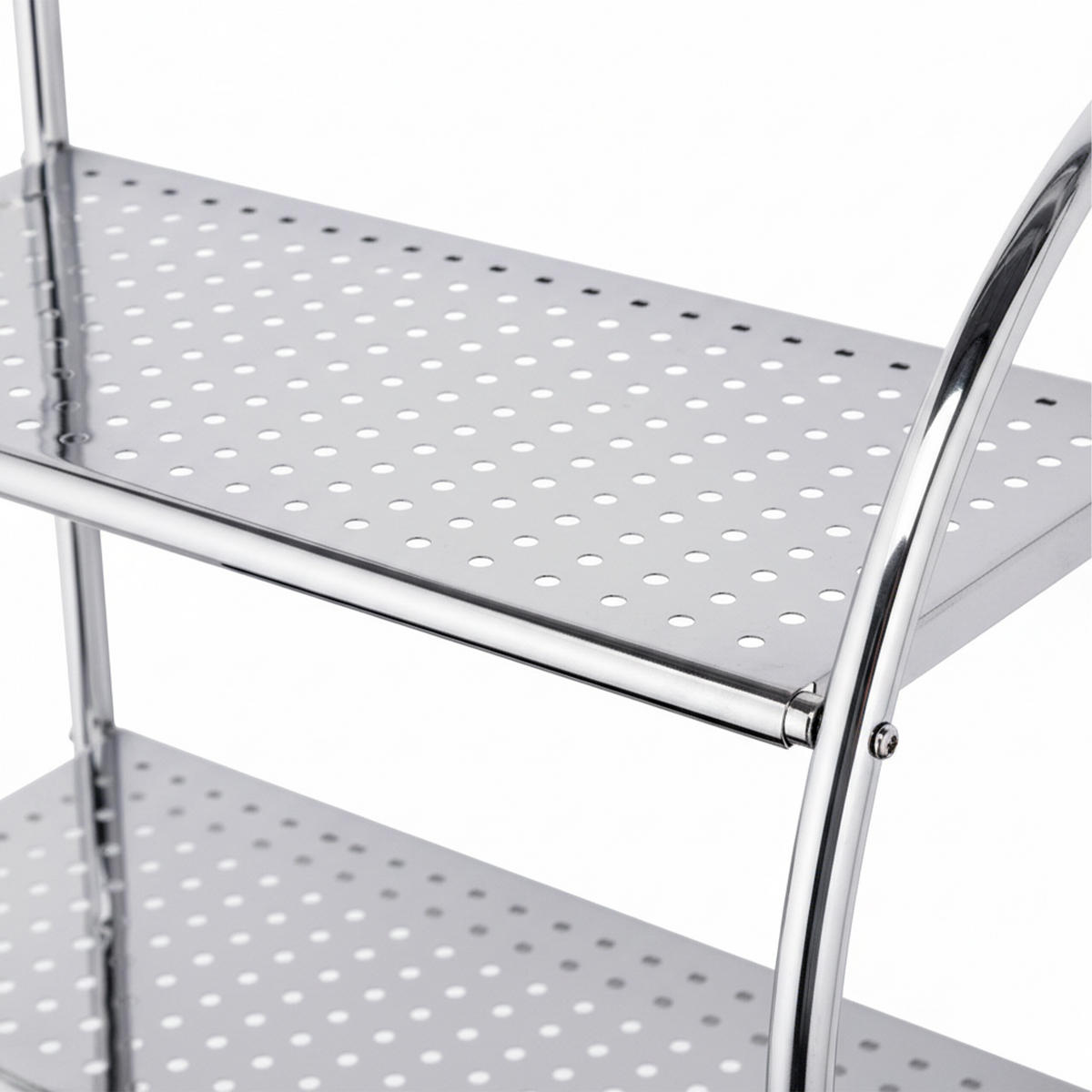 KÚPEĽŇOVÁ polica - strieborná, kov (44.5/54.5/25.5cm) - Relaxdays