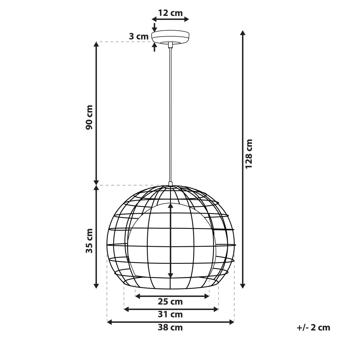 HÄNGELEUCHTE Liri 38/38/128 cm - Kupferfarben, Metall (38/38/128cm) - Beliani