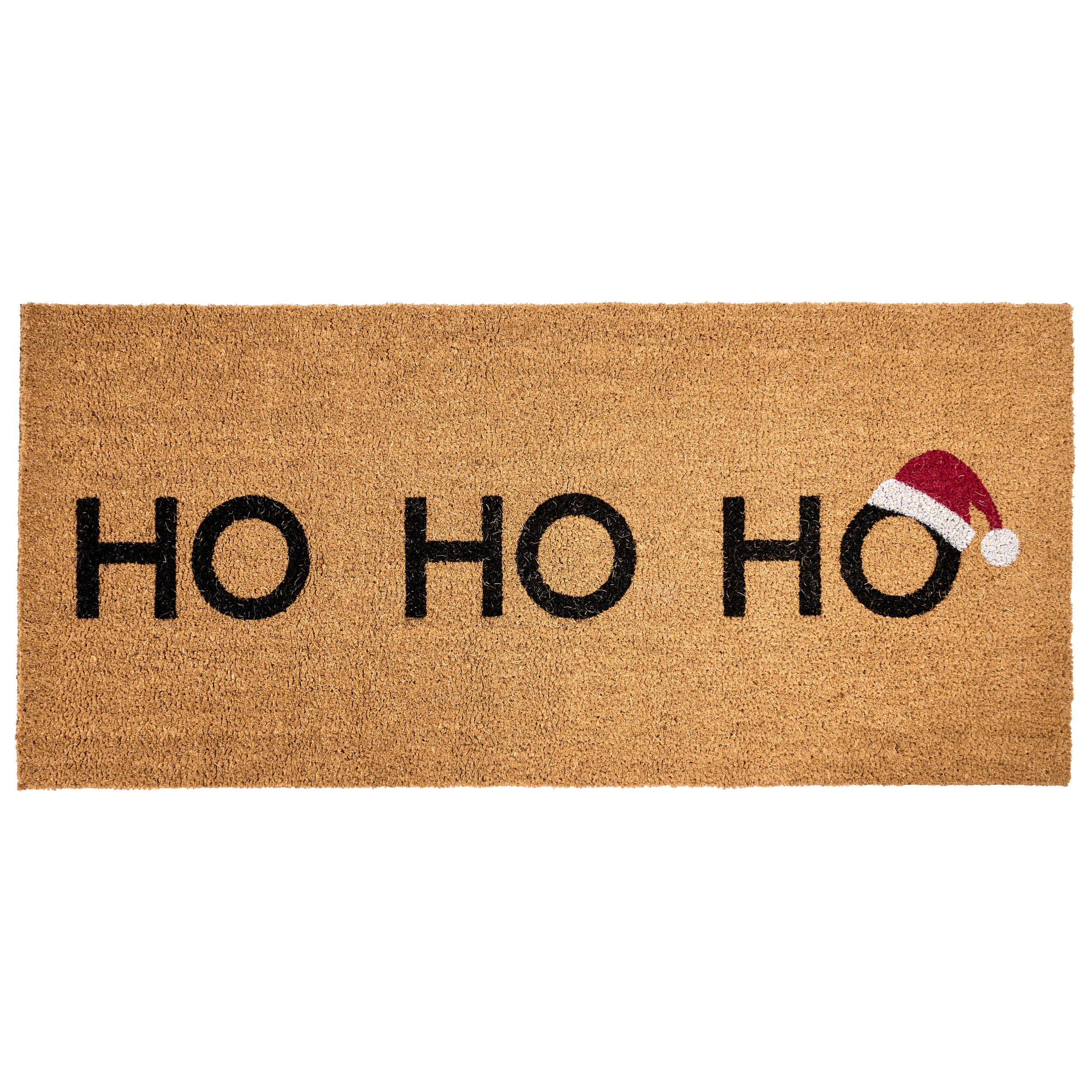 FUSSMATTE Naturfarben 55/120 cm Weihnachtsmotiv Kokosfasern Palakpakin - Naturfarben, Textil (55/120cm) - Beliani