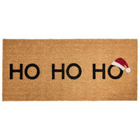 FUSSMATTE Naturfarben 55/120 cm Weihnachtsmotiv Kokosfasern Palakpakin - Naturfarben, Textil (55/120cm) - Beliani