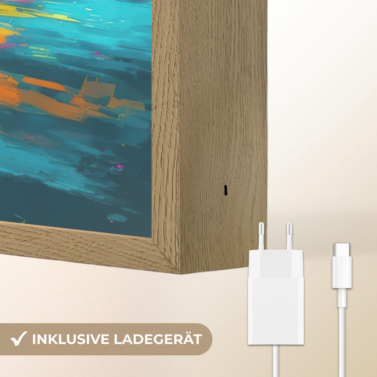 NÁSTĚNNÁ LAMPA S AKUMULÁTOREM Abstrakt - Traktor - Zelený 40x60 cm - tmavě modrá, kompozitní dřevo (40/60/8cm) - OnlyWow