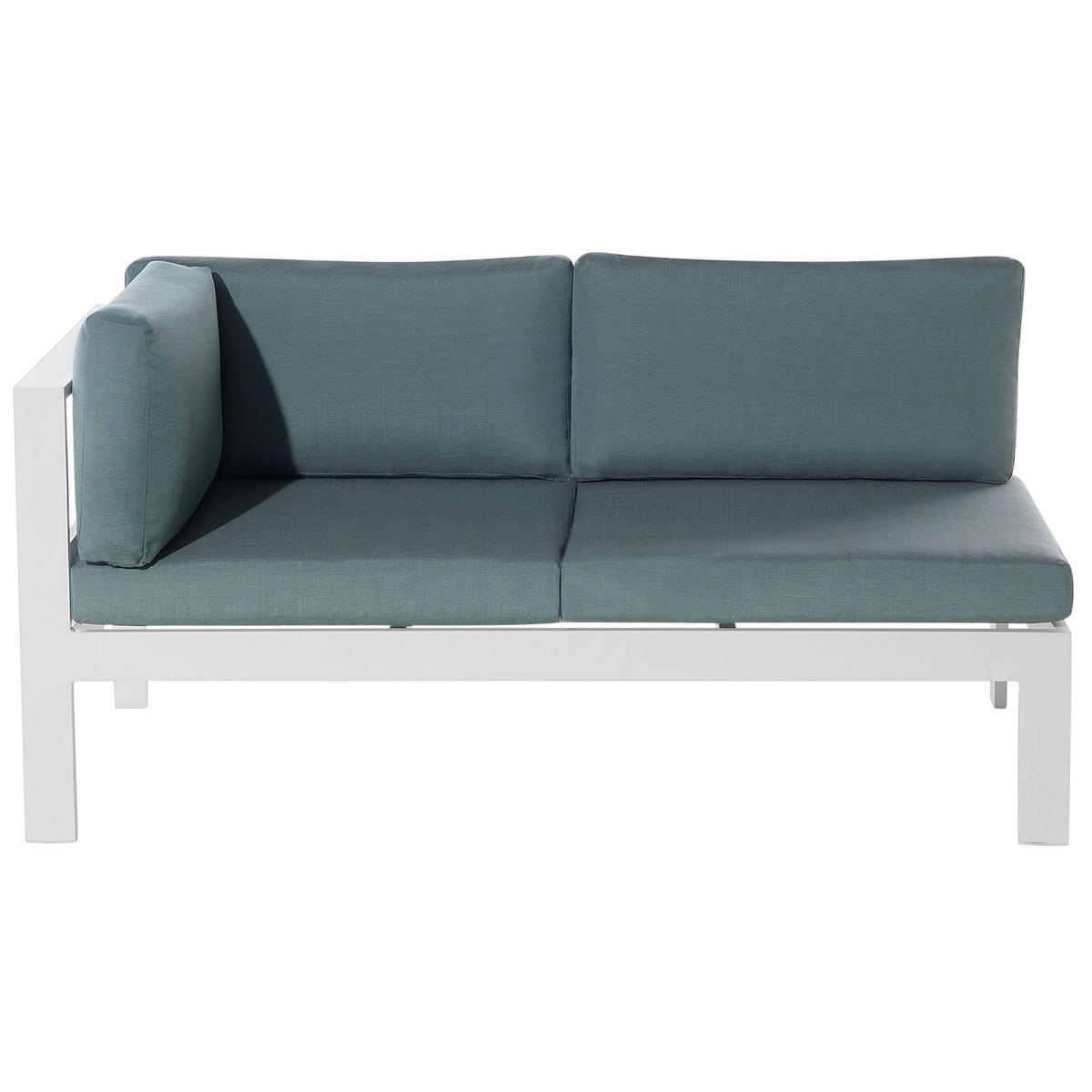 LOUNGE SET 5-Sitzer weiß Auflagen grün-grau Messina - Blaugrau/Weiß, Metall - Beliani