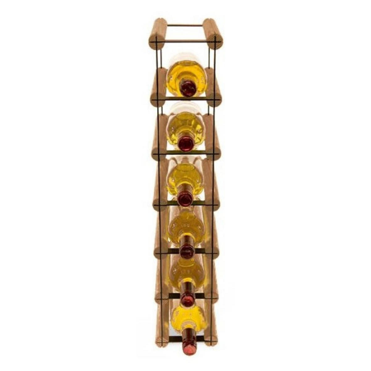 WEINREGAL Vinotega Mod Metal 62,5x12,5x24,5 cm 1x6 Flaschen Massives Kiefernholz Braun Geölt - Braun, Holz (12.5/62.5/24.5cm) - PROREGAL