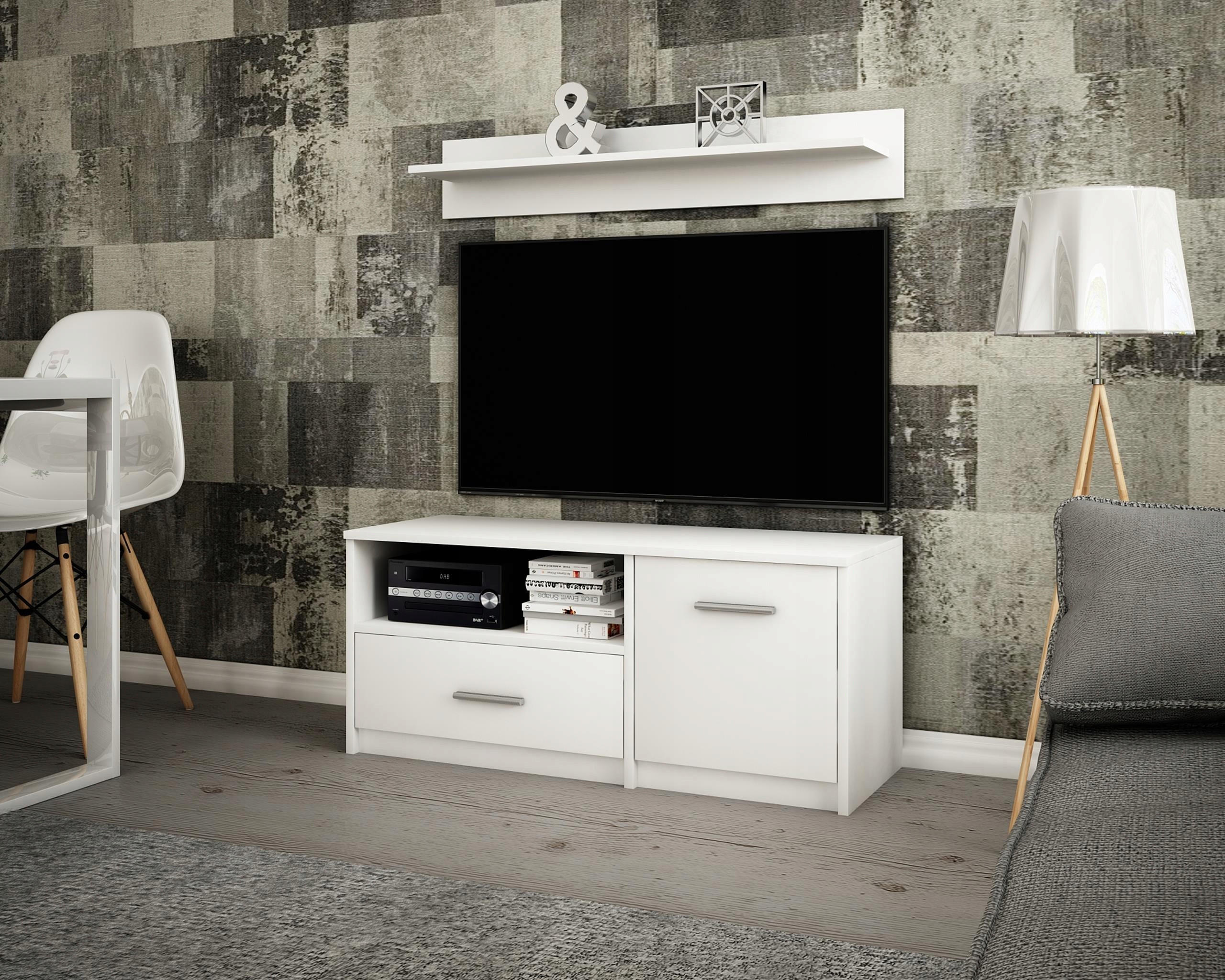 FERNSEHKOMMODE BODO 1D1S Weiß 98/35/42 cm - Weiß, Holzwerkstoff (98/42/35cm) - Matkam Möbel